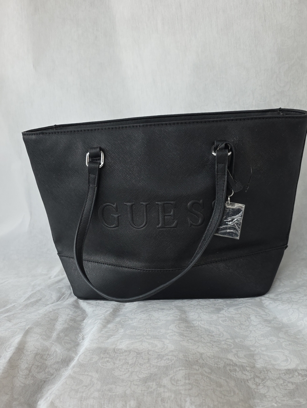 GUESS Black Embossed Logo Tote